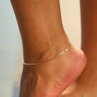 The Herringbone Anklet - 18K Gold