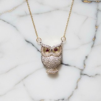 Owl Necklace - 18K Gold