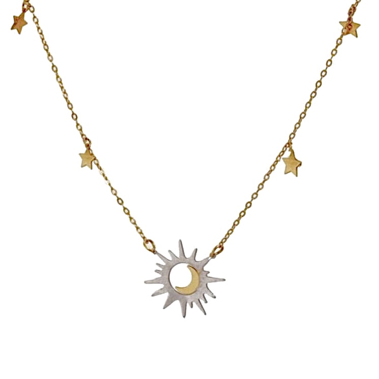 Sun Moon Necklace – 18K Gold Sierame