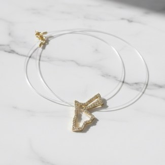 Map Outline Invisible Choker - 18K Gold