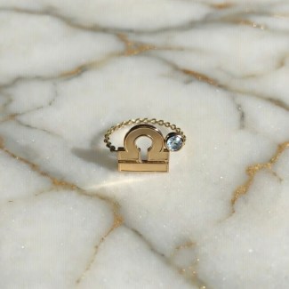 Libra Sign Chain Ring - 18K Gold