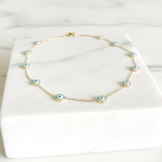 Cluster Evil Eye Enamel Necklace - 18K Gold