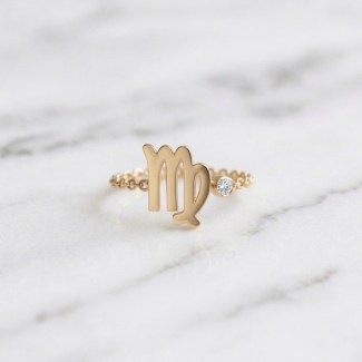 Virgo Sign Chain Ring - 18K Gold