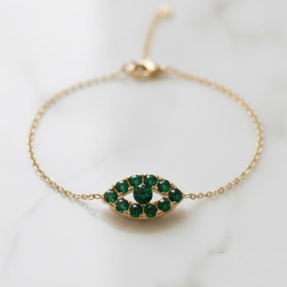 Gemstone Evil Eye Bracelet - 18K Gold