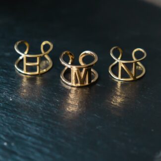 Cut out Initial Ring- Silver Gold Plated
