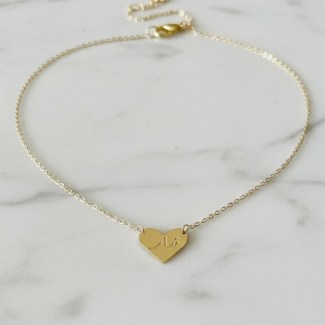 Mini Heart Engraved Necklace - 18K Gold